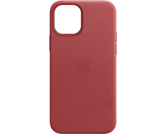 Кожаный чехол Leather Case (AA Plus) with MagSafe для Apple iPhone 12 Pro / 12 (6.1") Crimson