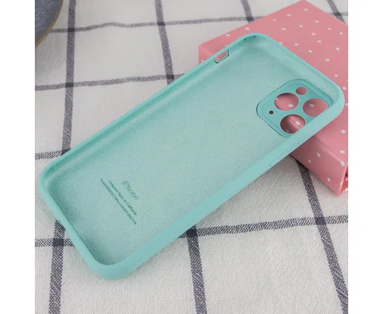 Чехол Silicone Case Full Camera Protective (AA) для Apple iPhone 12 (6.1") Бирюзовый / Ice Blue