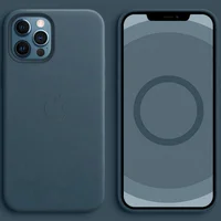 Кожаный чехол Leather Case (AA Plus) with MagSafe для Apple iPhone 12 Pro / 12 (6.1") Indigo Blue