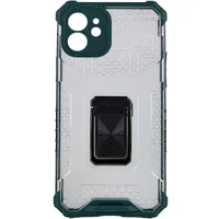 Ударопрочный чехол Transformer CrystalRing для Apple iPhone 12 (6.1") Темно-зеленый