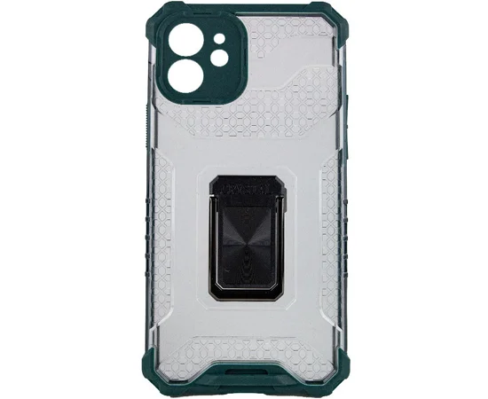 Ударопрочный чехол Transformer CrystalRing для Apple iPhone 12 (6.1") Темно-зеленый