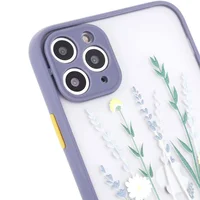 TPU + PC чохол Picture Color Buttons full camera для Apple iPhone 12 Pro (6.1 ") Lavender Grey / Квіти