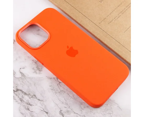 Чехол Silicone case (AAA) full with Magsafe and Animation для Apple iPhone 12 Pro / 12 (6.1") Оранжевый / Electric Orange