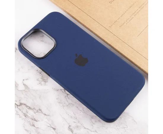 Чехол Silicone case (AAA) full with Magsafe and Animation для Apple iPhone 12 Pro / 12 (6.1") Синий / Navy blue