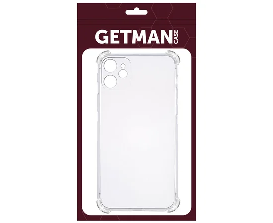 TPU чехол GETMAN Ease logo усиленные углы для Apple iPhone 12 (6.1") Прозрачный / Transparent