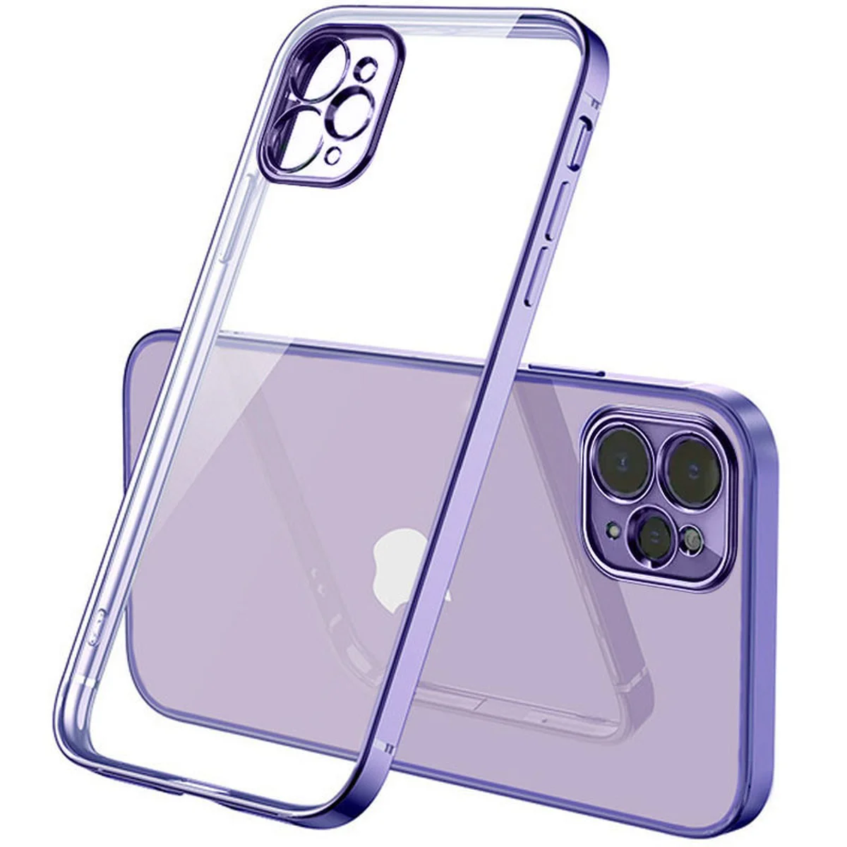 Прозрачный силиконовый чехол с глянцевой окантовкой для Apple iPhone 12 Pro / 12 (6.1") Сиреневый