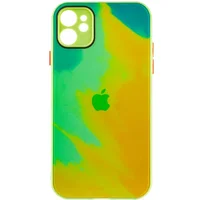 Чехол TPU+Glass Impasto abstract для Apple iPhone 12 (6.1") Yellow green