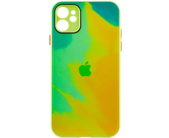 Чехол TPU+Glass Impasto abstract для Apple iPhone 12 (6.1") Yellow green