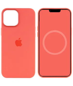 Чехол Silicone case (AAA) full with Magsafe and Animation для Apple iPhone 12 Pro / 12 (6.1") Оранжевый / Pink citrus
