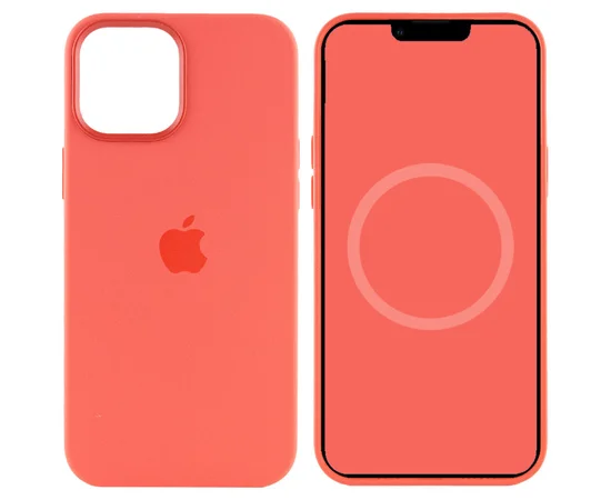 Чохол Silicone case (AAA) full with Magsafe and Animation для Apple iPhone 12 Pro / 12 (6.1 ") Помаранчевий / Pink citrus