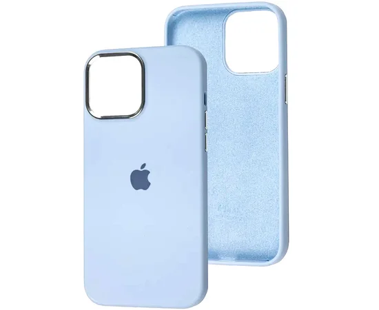 Чехол Silicone Case Metal Buttons (AA) для Apple iPhone 12 Pro / 12 (6.1") Голубой / Cloud Blue
