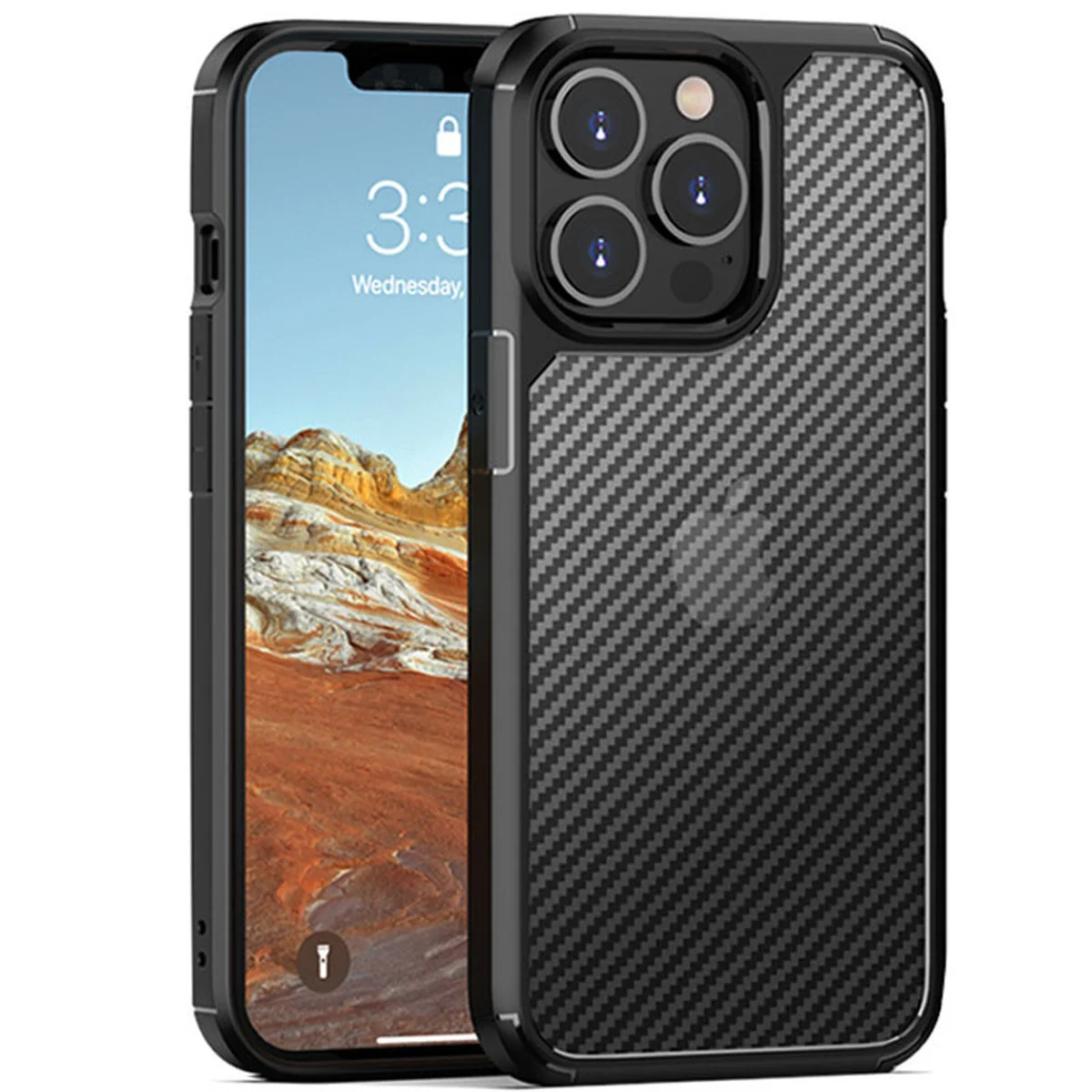 Чехол TPU+PC Matte Carbon для Apple iPhone 12 Pro / 12 (6.1") Черный