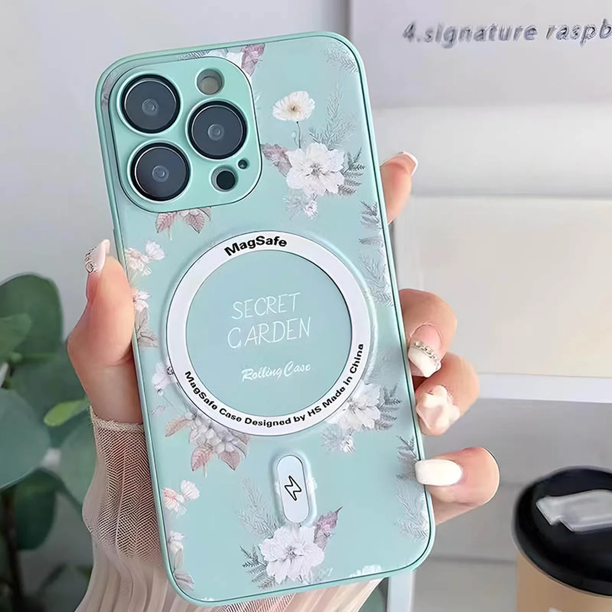 TPU+PC чохол Secret Garden with MagSafe для Apple iPhone 12 Pro (6.1") Mint