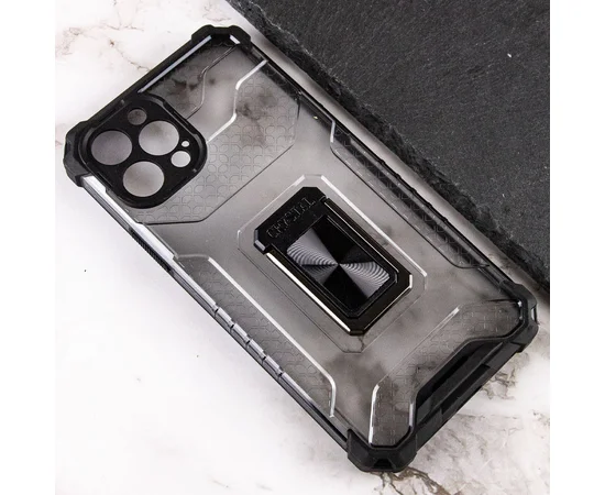 Ударопрочный чехол Transformer CrystalRing для Apple iPhone 12 Pro (6.1") Черный + Прозрачный / Черный