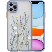 TPU + PC чохол Picture Color Buttons full camera для Apple iPhone 12 Pro (6.1 ") Lavender Grey / Квіти