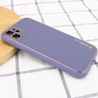Кожаный чехол Xshield для Apple iPhone 12 (6.1") Серый / Lavender Gray
