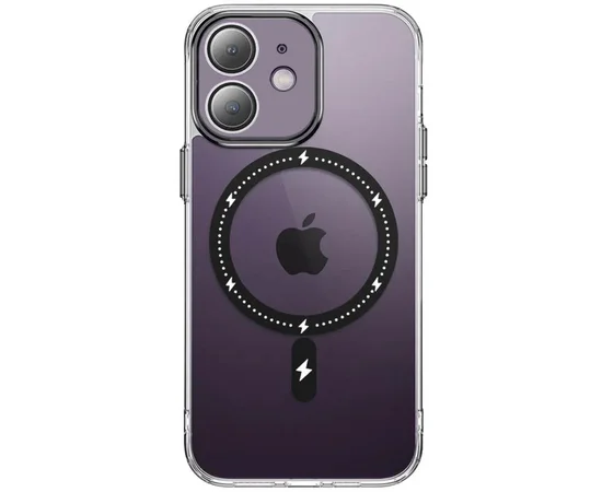 Чехол TPU+PC Colorful with MagSafe для Apple iPhone 12 (6.1") Black