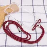 Чохол TPU Crossbody Transparent для Apple iPhone 12 Pro / 12 (6.1 ") Червоно-Коричневий