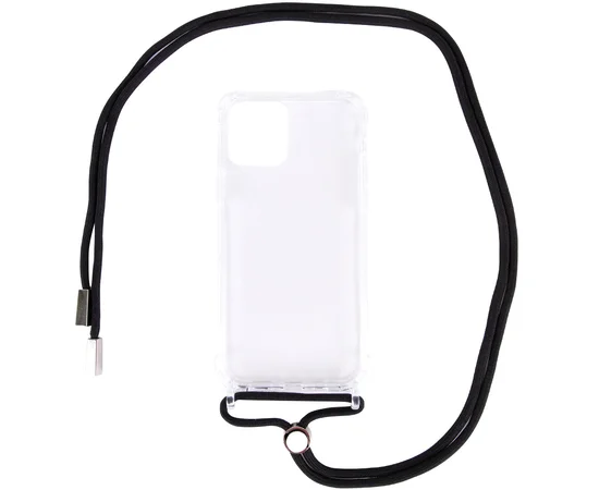 Чехол TPU Crossbody Transparent для Apple iPhone 12 Pro / 12 (6.1") Черный