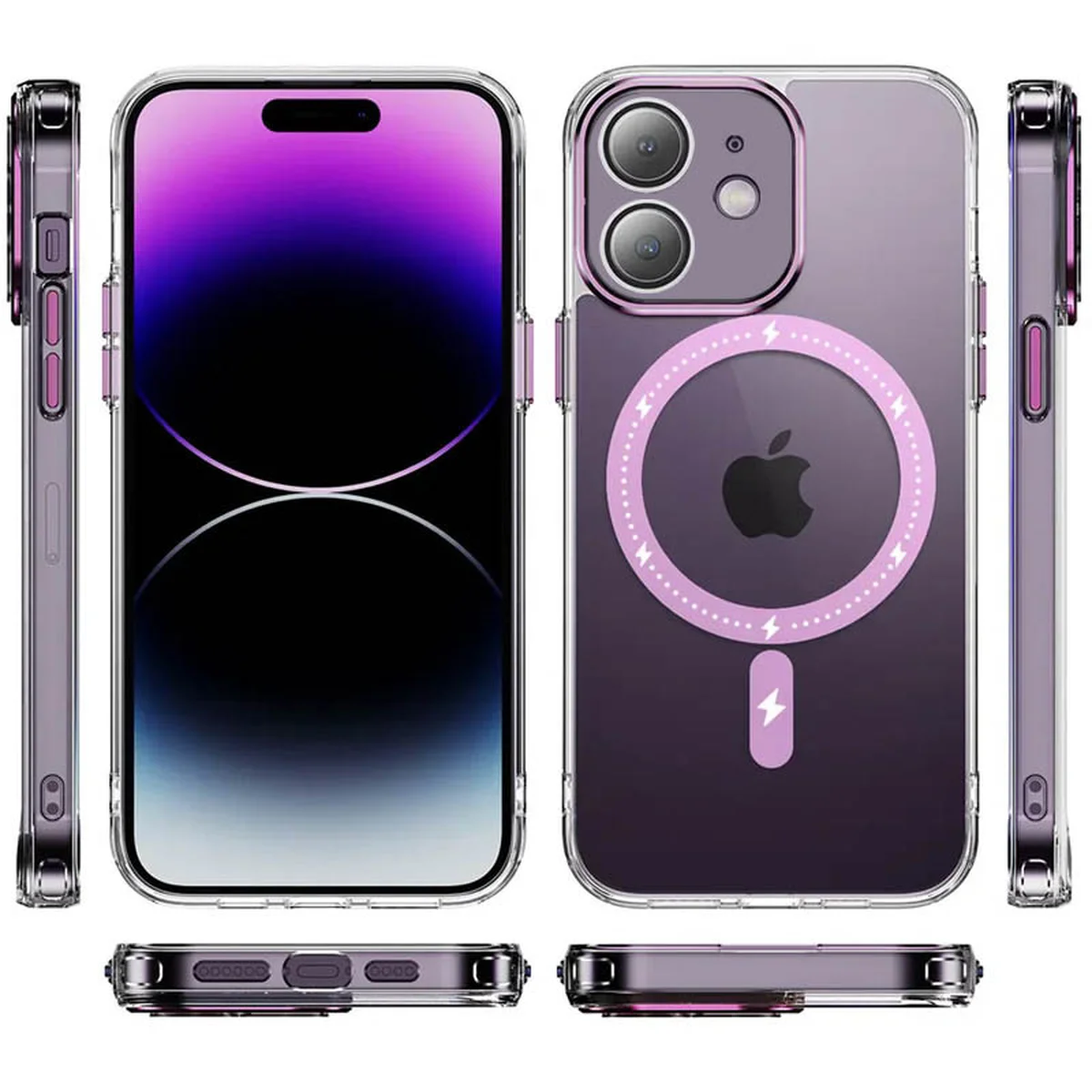 Чехол TPU+PC Colorful with MagSafe для Apple iPhone 12 (6.1") Pink