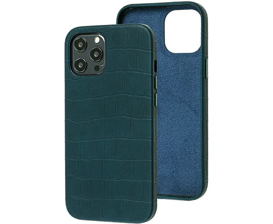 Кожаный чехол Croco Leather для Apple iPhone 12 Pro / 12 (6.1") Green