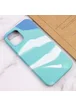 Чехол Silicone case full Aquarelle для Apple iPhone 12 Pro / 12 (6.1") Бирюзово-белый
