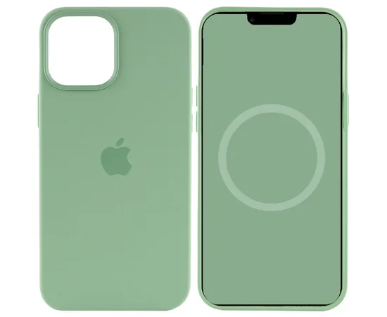 Чехол Silicone case (AAA) full with Magsafe and Animation для Apple iPhone 12 Pro / 12 (6.1") Зеленый / Pistachio