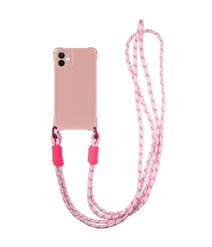 Чехол TPU CrossBody with straps для Apple iPhone 12 (6.1") Pink