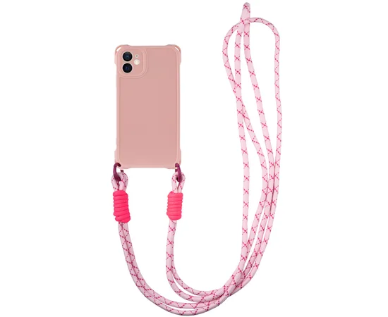 Чехол TPU CrossBody with straps для Apple iPhone 12 (6.1") Pink
