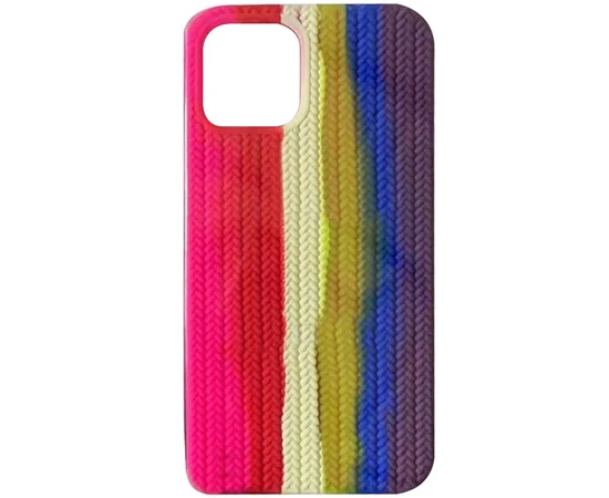 Чехол Silicone case Full Braided для Apple iPhone 12 Pro / 12 (6.1") Розовый / Фиолетовый