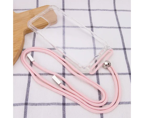 Чехол TPU Crossbody Transparent для Apple iPhone 12 Pro / 12 (6.1") Пудровый