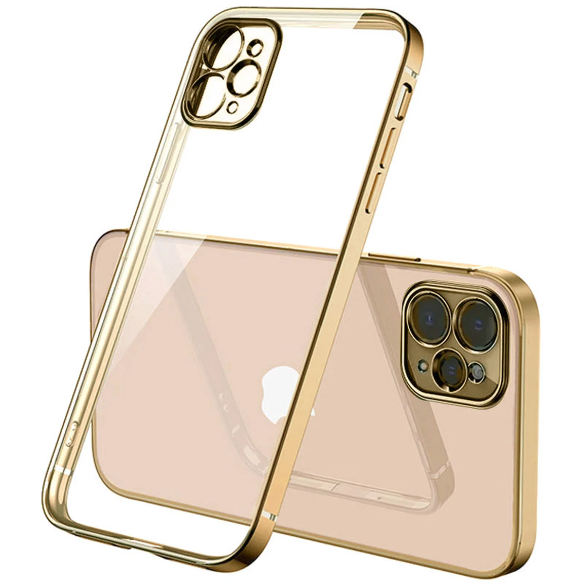 Прозрачный силиконовый чехол с глянцевой окантовкой для Apple iPhone 12 Pro / 12 (6.1") Золотой