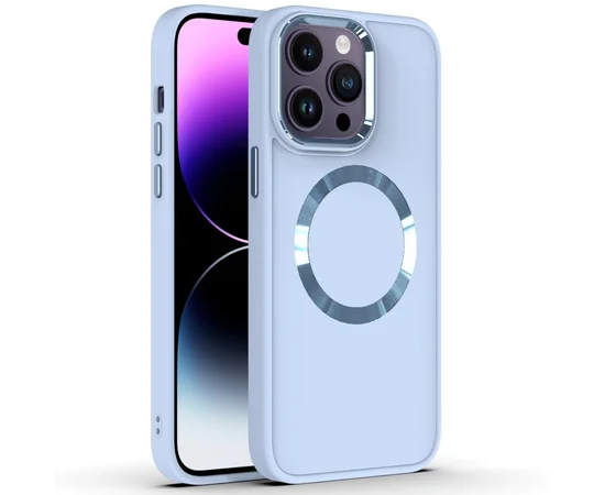 TPU чехол Bonbon Metal Style with MagSafe для Apple iPhone 12 Pro / 12 (6.1") Голубой / Mist Blue