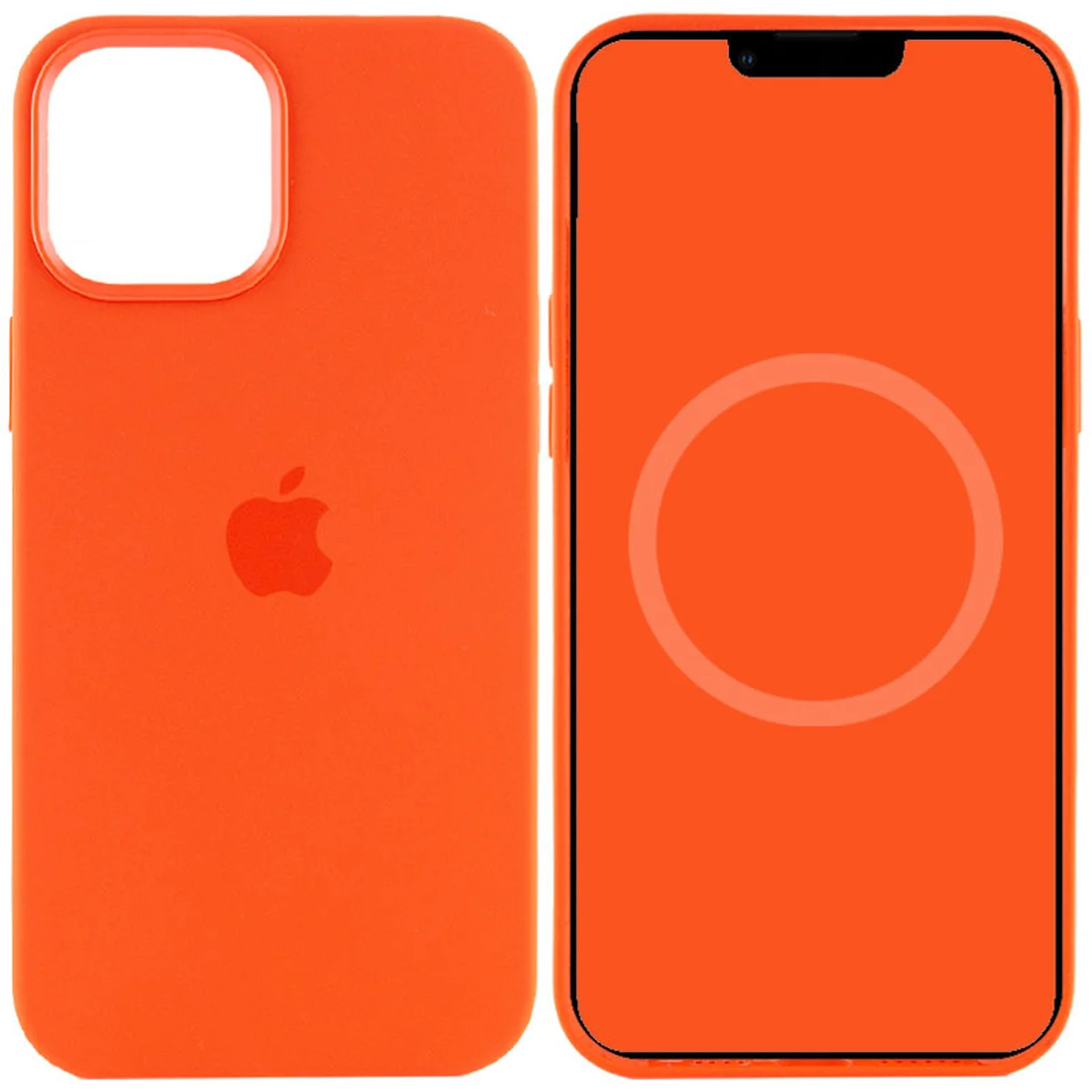 Чохол Silicone case (AAA) full with Magsafe and Animation для Apple iPhone 12 Pro / 12 (6.1 ") Помаранчевий / Electric Orange