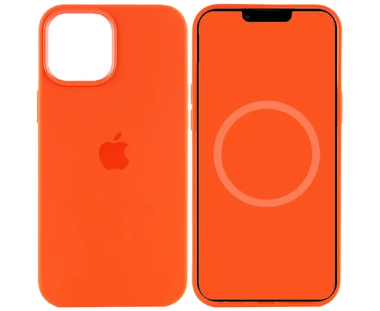 Чехол Silicone case (AAA) full with Magsafe and Animation для Apple iPhone 12 Pro / 12 (6.1") Оранжевый / Electric Orange