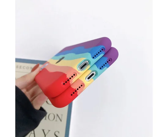 Чехол Silicone case Full Rainbow для Apple iPhone 12 Pro / 12 (6.1") Красный / Фиолетовый
