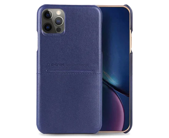 Кожаная накладка G-Case Cardcool Series для Apple iPhone 12 Pro / 12 (6.1") Синий