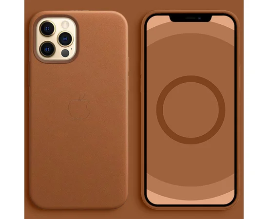 Кожаный чехол Leather Case (AA Plus) with MagSafe для Apple iPhone 12 Pro / 12 (6.1") Saddle Brown