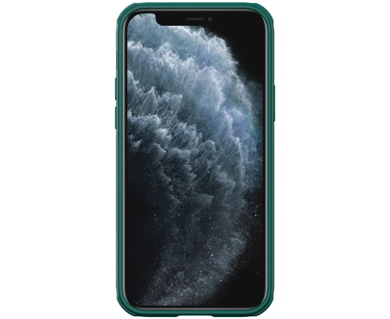 Карбоновая накладка Nillkin Camshield (шторка на камеру) для Apple iPhone 12 Pro / 12 (6.1") Зеленый / Dark Green