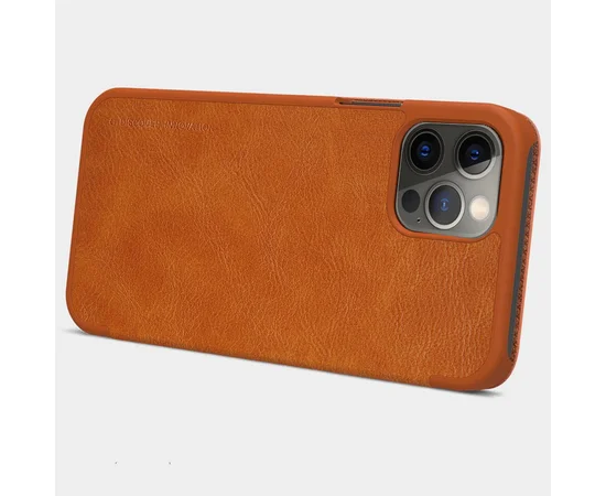 Кожаный чехол (книжка) Nillkin Qin Series для Apple iPhone 12 Pro / 12 (6.1") Коричневый