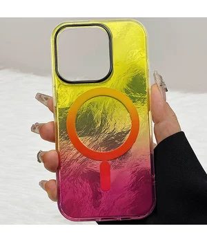 Чехол TPU Shiny Mountain (MagFit) для Apple iPhone 12 Pro / 12 (6.1") Yellow / Pink