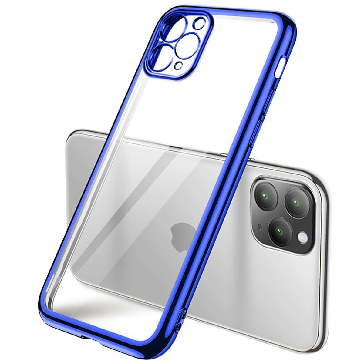Прозрачный силиконовый чехол с глянцевой окантовкой Full Camera для Apple iPhone 12 Pro (6.1") Синий