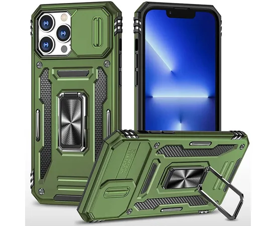 Удароміцний чохол Camshield Army Ring для Apple iPhone 12 Pro / 12 (6.1") Оливковий / Army Green