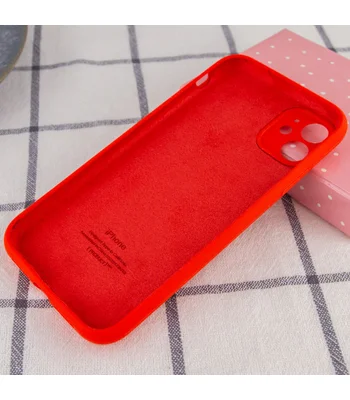Чехол Silicone Case Full Camera Protective (AA) для Apple iPhone 12 (6.1") Красный / Red / PVH