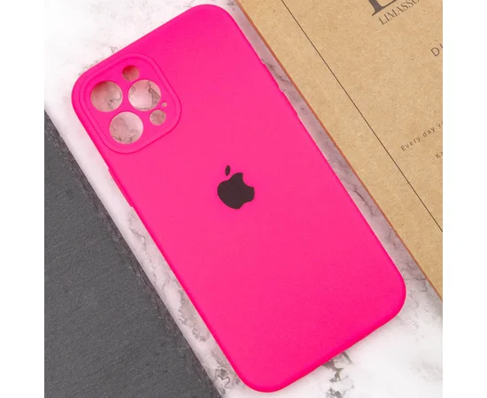 Чехол Silicone Case Full Camera Protective (AA) для Apple iPhone 12 Pro (6.1") Розовый / Barbie pink