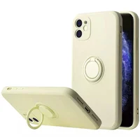 Чехол TPU Candy Ring Full Camera для Apple iPhone 12 (6.1") Бежевый / Antigue White