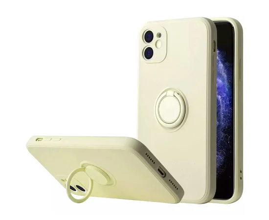 Чехол TPU Candy Ring Full Camera для Apple iPhone 12 (6.1") Бежевый / Antigue White