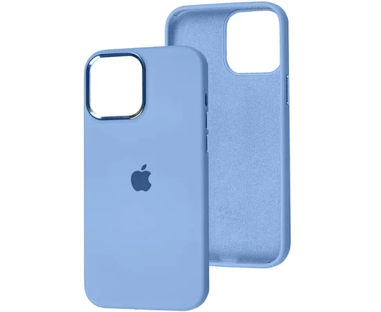 Чехол Silicone Case Metal Buttons (AA) для Apple iPhone 12 Pro / 12 (6.1") Голубой / Blue Fog
