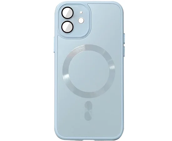Чехол TPU+Glass Sapphire Midnight with MagSafe для Apple iPhone 12 (6.1") Голубой / Blue