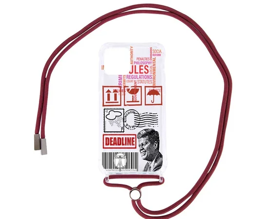 Чехол TPU Crossbody Street Style для Apple iPhone 12 Pro / 12 (6.1") Kenedy / Красно-Коричневый